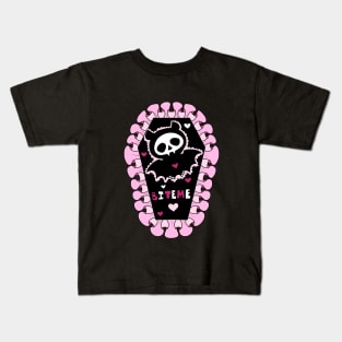 Cute Bite Me Bat Pink Coffin Kids T-Shirt